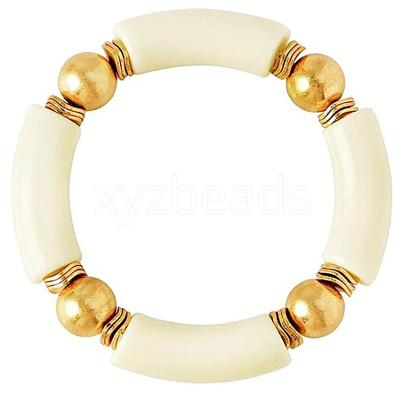 Fashionable Women's Chunky Curved Acrylic Tube Beads Stretch Bracelets AP8792-2-1