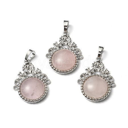 Natural Rose Quartz Pendants G-P498-01P-02-1