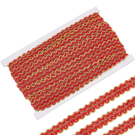 12M Polyester Glitter Wavy Fringe Trim Ribbon OCOR-WH0003-031C-1