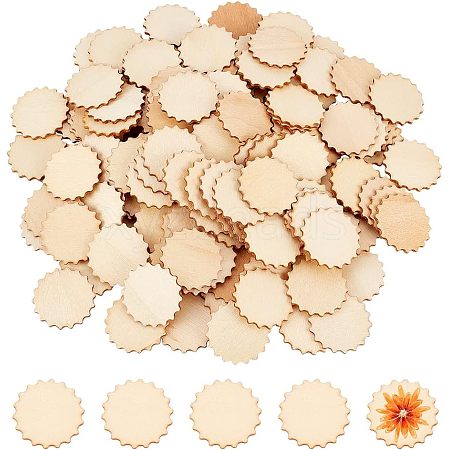 Olycraft 200Pcs 2 Style Unfinished Wood Cabochons WOOD-OC0002-54-1