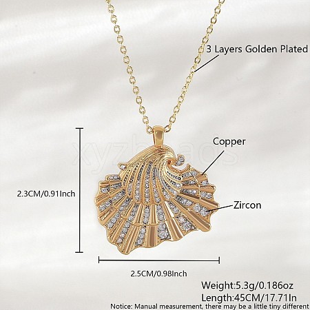 Ocean Summer Brass Pave Clear Cubic Zirconia Pendant Necklaces FS-WG8D1A7-15-1