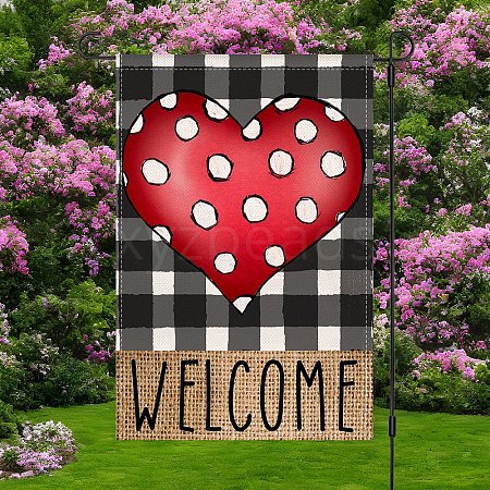 Valentine's Day Theme Linen Garden Flags AJEW-H146-03C-1