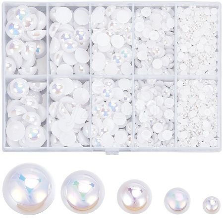 70G  5 Styles ABS Plastic Imitation Pearl Cabochons OACR-SC0001-45D-1