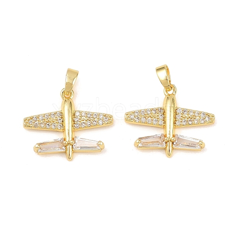 Brass Micro Pave Clear Cubic Zirconia Pendants KK-G549-18D-G-1