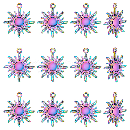 12Pcs Rainbow Color Alloy Pendants FIND-LP0001-55-1