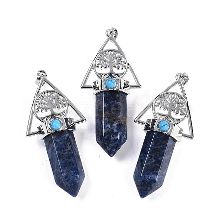 Natural Sodalite Faceted Pointed Bullet Big Pendants G-H076-02P-013-1