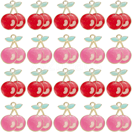 40Pcs 2 Colors Light Gold Plated Alloy Enamel Pendants FIND-SC0013-20-1