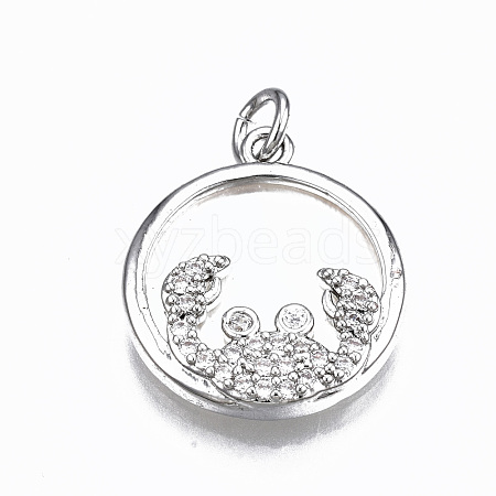 Brass Micro Pave Clear Cubic Zirconia Pendants ZIRC-S067-035P-NR-1