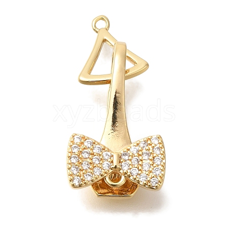 Brass Micro Pave Clear Cubic Zirconia Fold Over Clasps KK-K389-128G-1