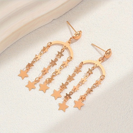 Geometric Brass Tassel Stud Earrings GB2596-1-1