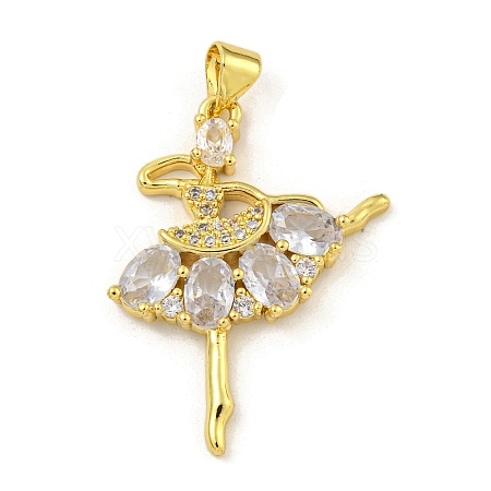 Rack Plating Brass Micro Pave Cubic Zirconia Pendants KK-G513-94G-02-1