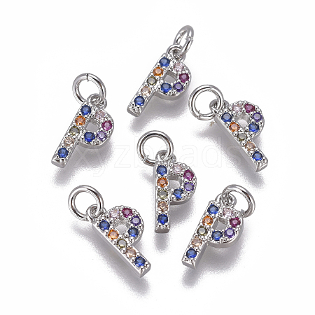 Brass Micro Pave Cubic Zirconia Charms ZIRC-L070-38P-P-1