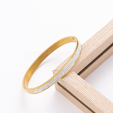 Stainless Steel Rhinestone Hinged Bangles for Women PW-WGDDB51-02-1