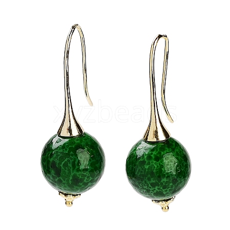 Round Lampwork Dangle Earrings EJEW-G398-01-1