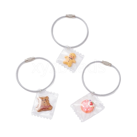 3Pcs Stainless Steel Resin Keychains KEYC-JKC01145-1