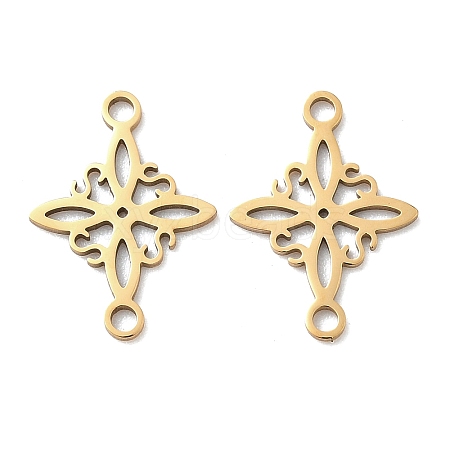 304 Stainless Steel Rhombus Flower Connector Charms STAS-G361-04G-1