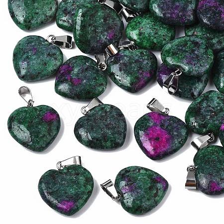 Heart Natural Zoisite Pendants G-Q438-03-1