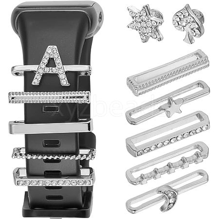  10Pcs Moon & Letter Alloy Watch Band Charms FIND-NB0003-20-1