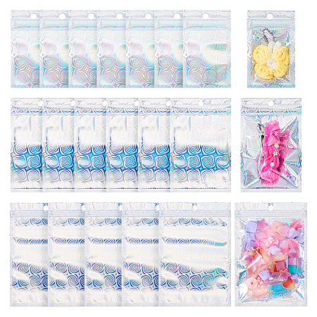 60Pcs 3 Styles Laser Plastic Resealable Bags ABAG-TA0001-56B-1