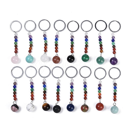 Natural & Synthetic Mixed Gemstone Keychain G-H076-01P-1