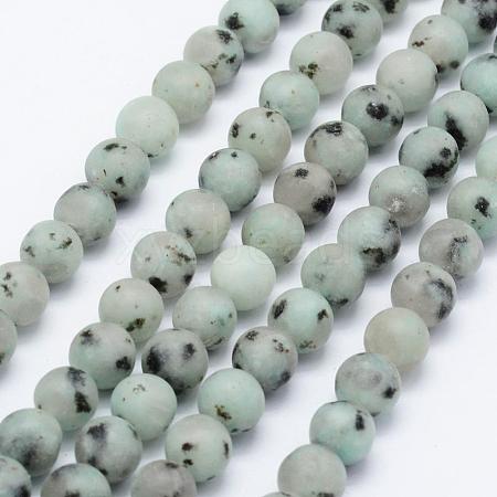 Natural Sesame Jasper/Kiwi Jasper Beads Strands G-F518-18-6mm-1