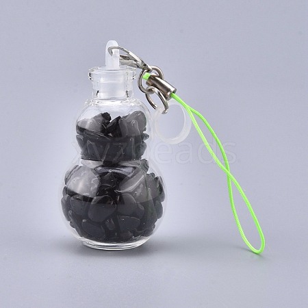 Transparent Glass Wishing Bottle Pendant Decoration HJEW-K033-B05-1