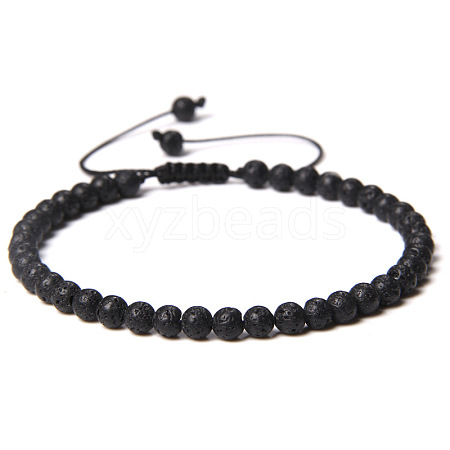 4mm Natural Lava Rock Beaded Braided Bracelets SY1950-18-1