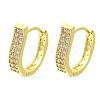 Brass Clear Cubic Zirconia Hoop Earrings EJEW-M047-16G-4