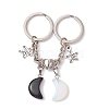 2Pcs Valentine's Day Alloy Natural Obsidian and Opalite Keychains KEYC-JKC01173-4