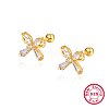 S925 Sterling Silver Clear Cubic Zirconia Butterfly Stud Earrings IY5354-1-3