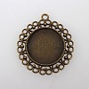 Vintage Tibetan Style Alloy Flower Pendant Cabochon Bezel Settings X-TIBEP-M018-118AB-NF-1