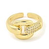 Brass Micro Pave Cubic Zirconia Open Cuff Ring AJEW-U003-06G-2