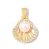 Brass Clear Cubic Zirconia Pendants KK-OY001-09G-1