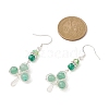 Natural Green Aventurine & Glass Beaded Clover Dangle Earrings EJEW-TA00250-2
