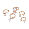 Zinc Alloy & Plastic Imitation Pearl Round Beads Finger Rings Sets WG9DC8A-01-5