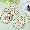 GOMAKERER 6Pcs 6 Styles Flat Round/Flower Wood Sewing Cross Stitch Embroidery Thread Storage Organizers AJEW-GO0001-68-4