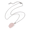 Natural Rose Quartz Nugget Pendant Necklaces NJEW-JN04507-02-5