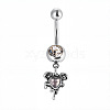 316L Surgical Stainless Steel Pave Clear Cubic Zirconia Curved Barbell Dangle Belly Rings FS-WG3A43F-10-1