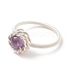 Natural Amethyst Round Finger Ring RJEW-TA00057-01-5