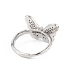Clear Cubic Zirconia Butterfly Adjustable Ring RJEW-L100-013P-3