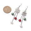 Glass with Alloy Enamel Snowflake Charm Dangle Earrings for Women EJEW-TA00559-3