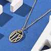 304 Stainless Steel Cubic Zirconia Twelve Constellations Runes Pendant Cable Chain Necklaces for Women NJEW-B121-02G-06-3