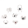 7Pcs Alloy Rhinestone Cuff Rings PW-WG20569-01-5