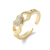 Brass Micro Pave Cubic Zirconia Cuff Finger Rings RJEW-C120-25G-02-4