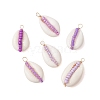 6Pcs 6 Styles Natural Cowrie Shell & Glass Seed Beads Pendants PALLOY-JF02759-03-1