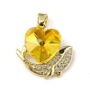 Real 18K Gold Plated Rack Plating Brass Micro Pave Cubic Zirconia Pendants KK-C015-28G-2