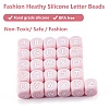 20Pcs Pink Cube Letter Silicone Beads 12x12x12mm Square Dice Alphabet Beads with 2mm Hole Spacer Loose Letter Beads for Bracelet Necklace Jewelry Making JX435X-4