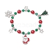 Christmas Theme Glass Beaded Bracelets BJEW-JB11202-1