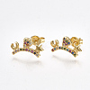 Brass Micro Pave Cubic Zirconia(Random Mixed Color) Ear Studs EJEW-S201-91-1