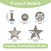 SUPERFINDINGS 64 Sets 4 Styles Alloy River Studs FIND-FH0009-17-2